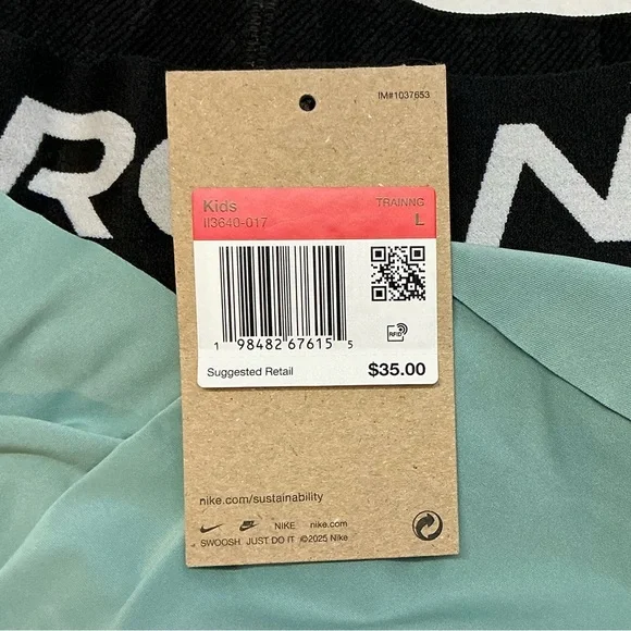 NWT**Nike Pro Girl’s Teal Shorts L - Picture 6 of 6